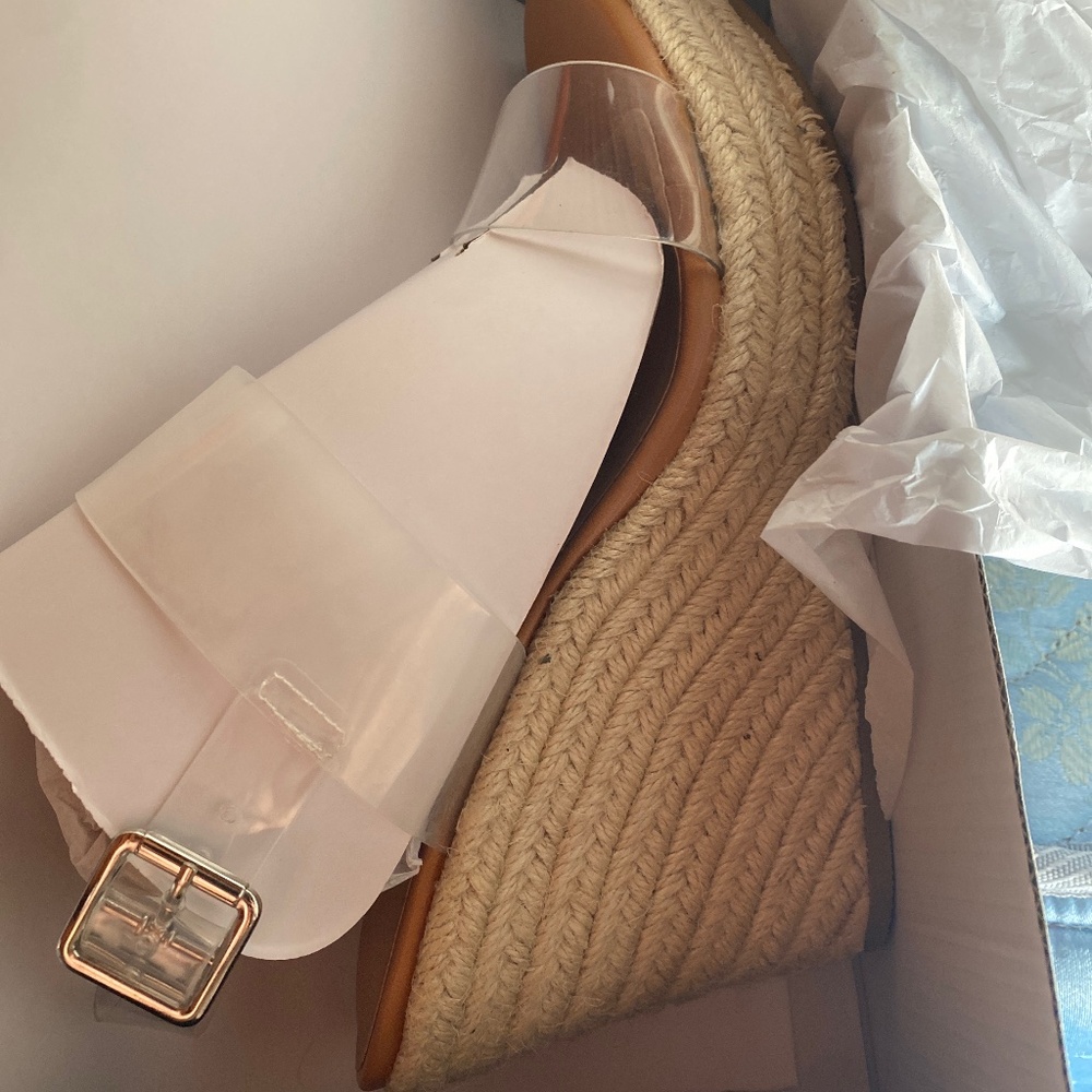 Clear strap wedge sandals